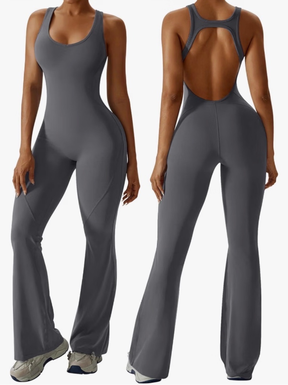 Grey OEAK Women's Flare Jumpsuit